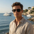 "Steal the Spotlight – Black Octagonal Double-Bar Sunglasses (Yacht & Street Ready)"