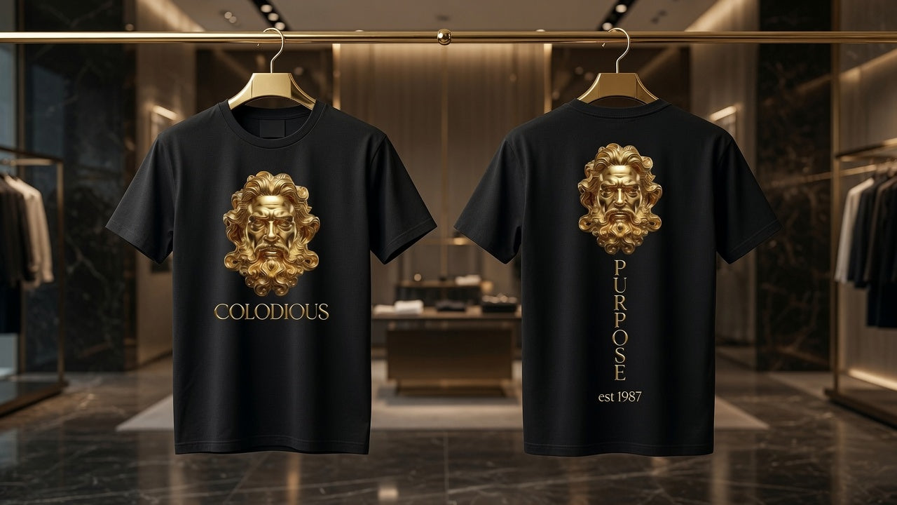 MENS "PURPOSE" Founders n Builders Black and Gold T-Shirt.