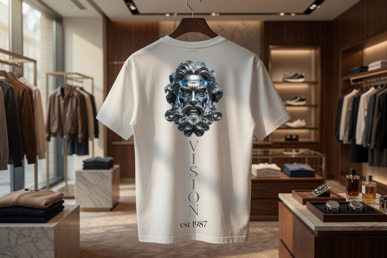 MENS "VISION" Founders n Builders White and Chrome T - Shirt..