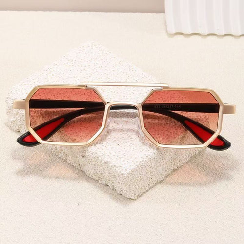 "Steal the Spotlight – Black Octagonal Double-Bar Sunglasses (Yacht & Street Ready)"