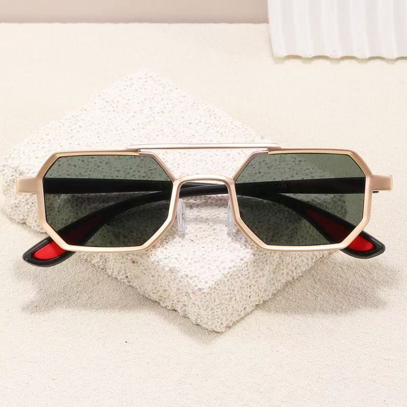 "Steal the Spotlight – Black Octagonal Double-Bar Sunglasses (Yacht & Street Ready)"