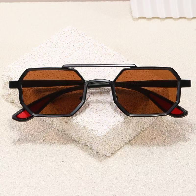 "Steal the Spotlight – Black Octagonal Double-Bar Sunglasses (Yacht & Street Ready)"
